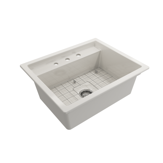 Baveno Uno Dual-Mount with Integrated Workstation Fireclay 27 in. in Biscuit