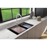 Baveno Lux Dual-Mount 34 in. Single Bowl Kitchen Sink in Matte Black with Covers