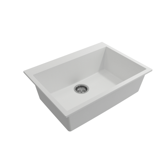 Campino Uno Dual-Mount 27 in. Single Bowl Kitchen Sink in Milk White