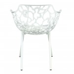 LeisureMod Devon Mid-Century Modern 3-Piece Outdoor Patio Dining Set, White