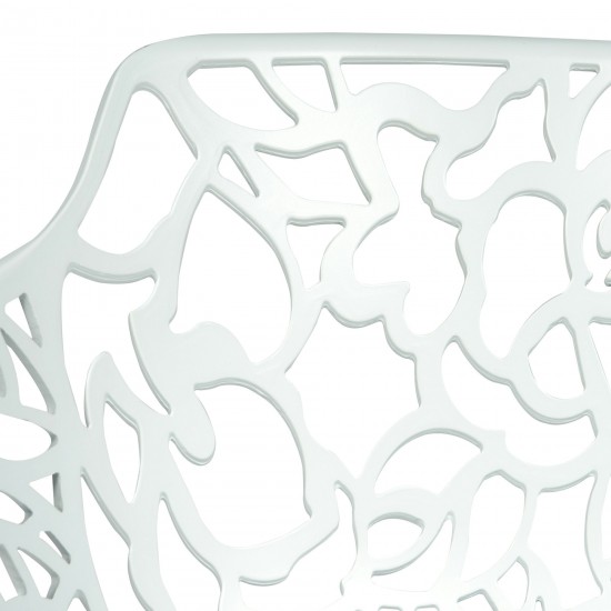 LeisureMod Devon Mid-Century Modern 3-Piece Outdoor Patio Dining Set, White