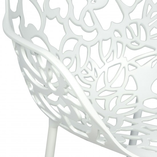 LeisureMod Devon Mid-Century Modern 3-Piece Outdoor Patio Dining Set, White