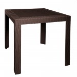 LeisureMod Mace 3-Piece Outdoor Dining Set with Plastic Square Table, Brown