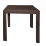 LeisureMod Mace 3-Piece Outdoor Dining Set with Plastic Square Table, Brown