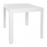 LeisureMod Mace 3-Piece Outdoor Dining Set with Plastic Square Table, White