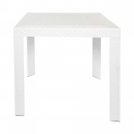 LeisureMod Mace 3-Piece Outdoor Dining Set with Plastic Square Table, White