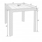 LeisureMod Mace 3-Piece Outdoor Dining Set, Plastic Square Table, White/Black