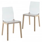 Leisuremod Marsden Modern Dining Side Chair Set of 2, Natural Wood