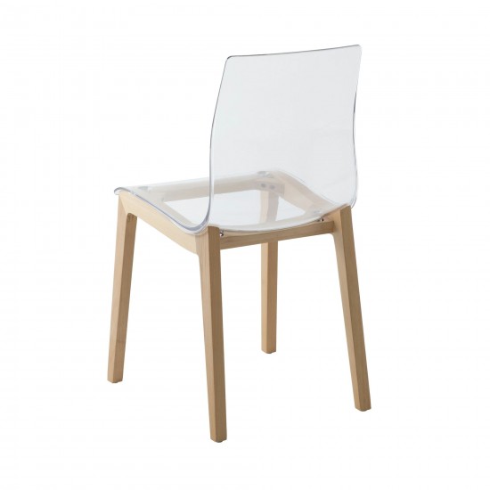 Leisuremod Marsden Modern Dining Side Chair Set of 2, Natural Wood