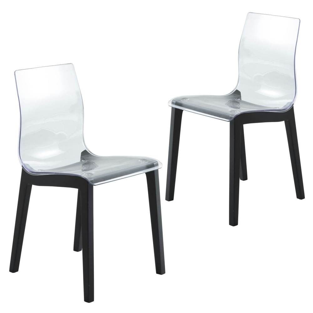 Leisuremod Marsden Modern Dining Side Chair With Beech Wood Legs Set of 2, Black