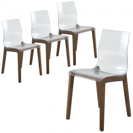 Leisuremod Marsden Modern Dining Side Chair With Beech Wood Legs Set of 4,Walnut