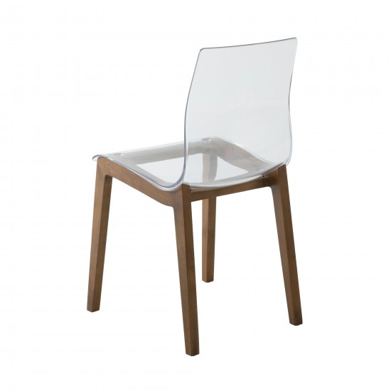 Leisuremod Marsden Modern Dining Side Chair With Beech Wood Legs Set of 4,Walnut