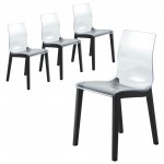 Leisuremod Marsden Modern Dining Side Chair With Beech Wood Legs Set of 4, Black