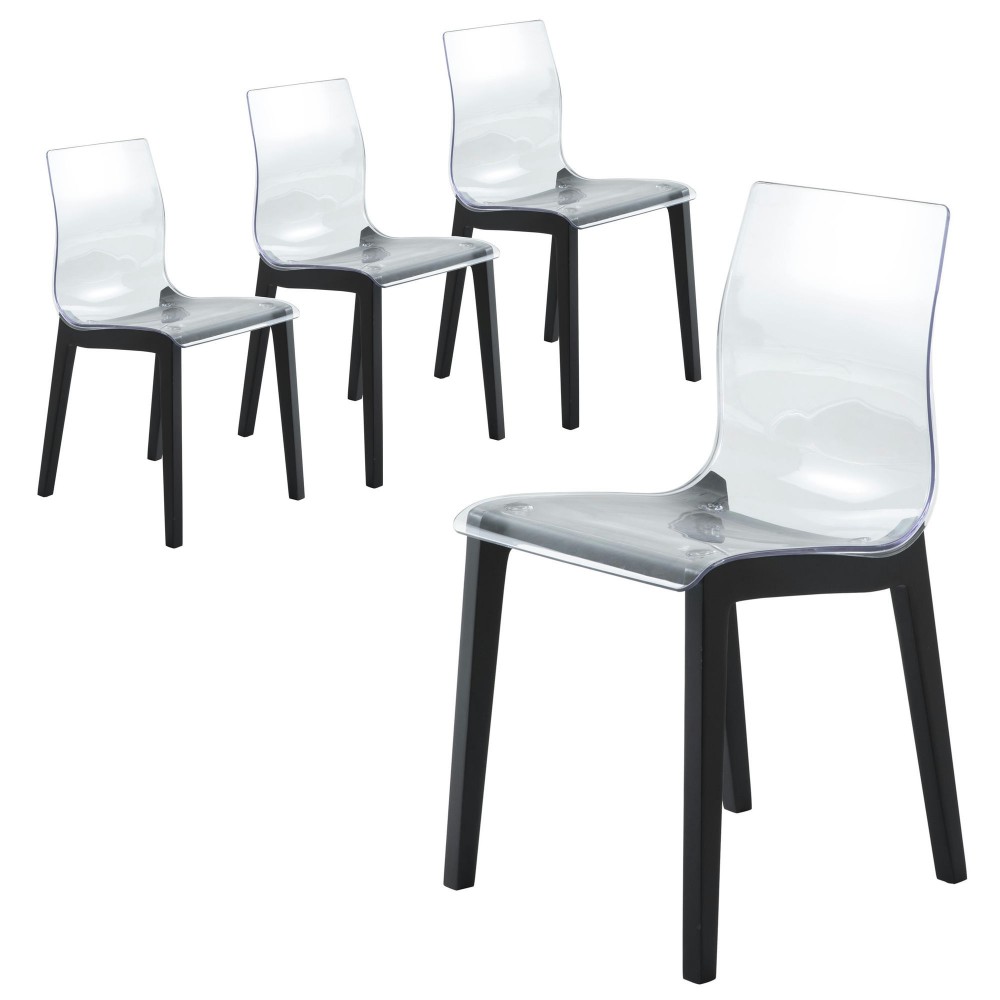 Leisuremod Marsden Modern Dining Side Chair With Beech Wood Legs Set of 4, Black