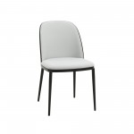 LeisureMod Tule Mid-Century Modern Dining Side Chair, Black/Platinum Blue