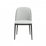 LeisureMod Tule Mid-Century Modern Dining Side Chair, Black/Platinum Blue