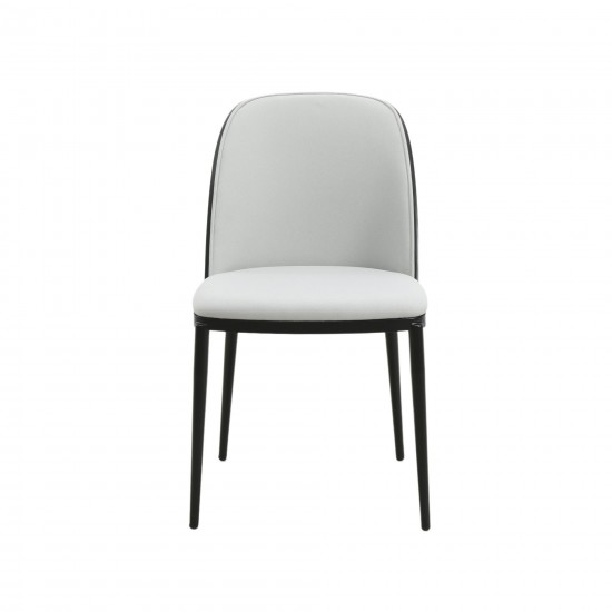 LeisureMod Tule Mid-Century Modern Dining Side Chair, Black/Platinum Blue