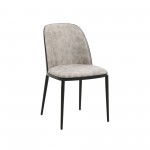 LeisureMod Tule Mid-Century Modern Dining Side Chair, Black/Charcoal