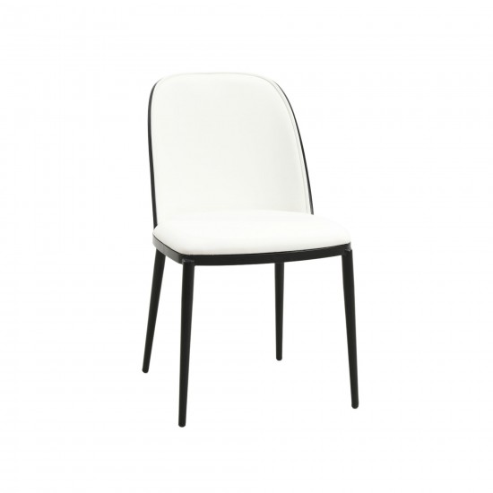 LeisureMod Tule Mid-Century Modern Dining Side Chair, Black/White