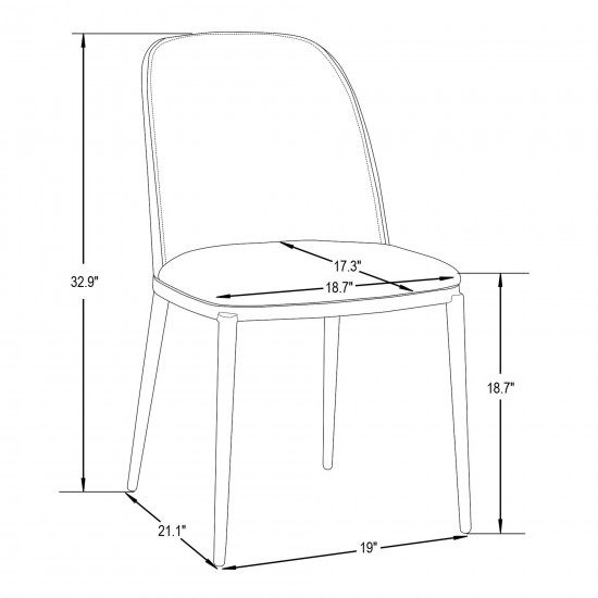 LeisureMod Tule Mid-Century Modern Dining Side Chair, Black/White