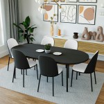 LeisureMod Tule Mid-Century Modern Dining Side Chair, Black/White