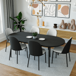 LeisureMod Tule Mid-Century Modern Dining Side Chair, Black/White