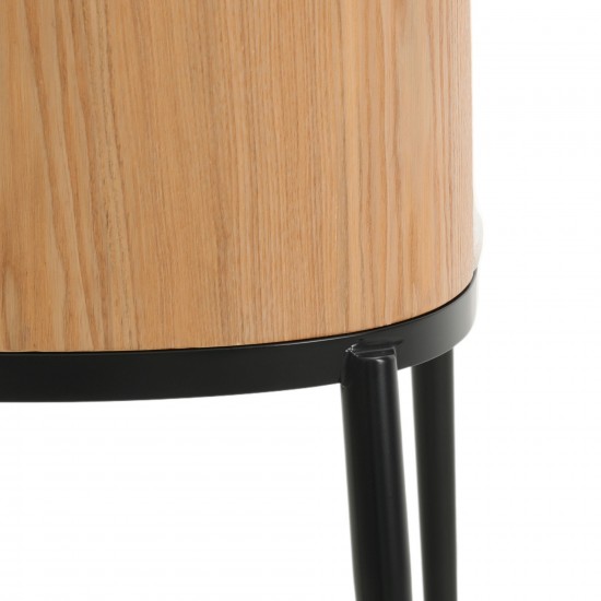 LeisureMod Tule Mid-Century Modern Dining Side Chair, Natural Wood/Beige