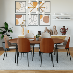 LeisureMod Tule Mid-Century Modern Dining Side Chair, Walnut/White