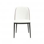 LeisureMod Tule Mid-Century Modern Dining Side Chair, Walnut/White