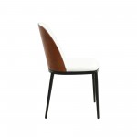 LeisureMod Tule Mid-Century Modern Dining Side Chair, Walnut/White
