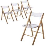 LeisureMod Menno Mid-Century Modern Acrylic Folding Chair Set of 4, Brushed Gold