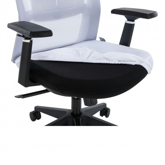 LeisureMod Ingram Office Chair with Seat Cover, White