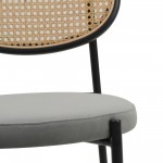 LeisureMod Euston Modern Wicker Bar Stool With Black Steel Frame, Grey