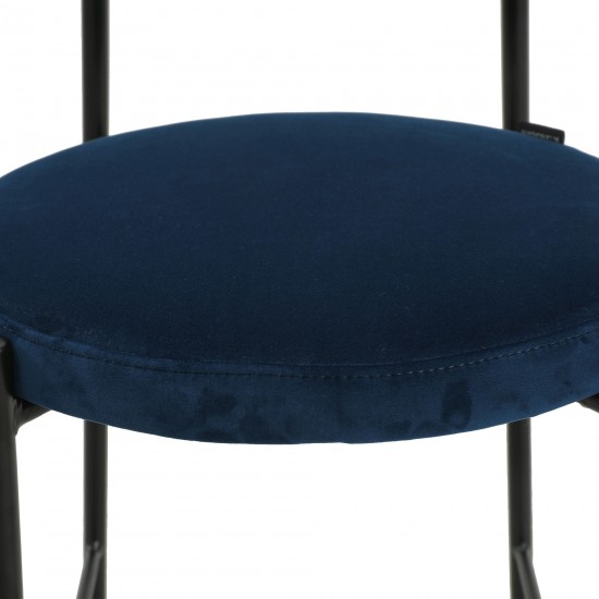 LeisureMod Euston Modern Wicker Bar Stool With Black Steel Frame, Navy Blue