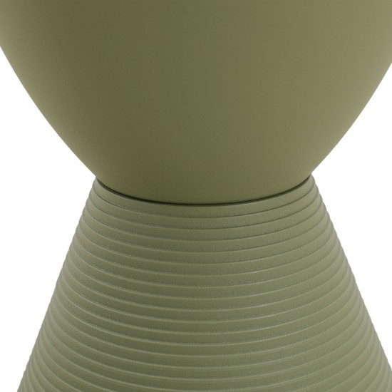 LeisureMod Modern Round Boyd Side Table, Olive Green