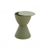 LeisureMod Modern Round Boyd Side Table, Olive Green