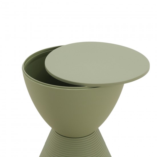 LeisureMod Modern Round Boyd Side Table, Olive Green