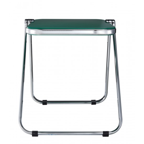 LeisureMod Lawrence Mid-Century Modern Rectangular Folding Side Table, Green