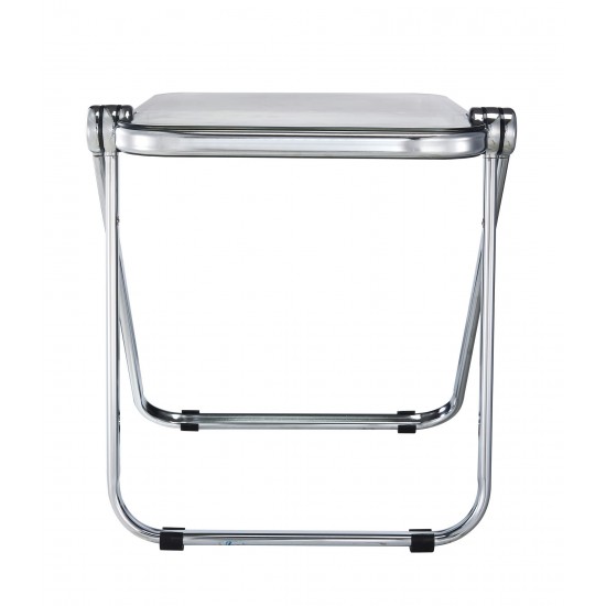 LeisureMod Lawrence Mid-Century Rectangular Folding Side Table Transparent Black