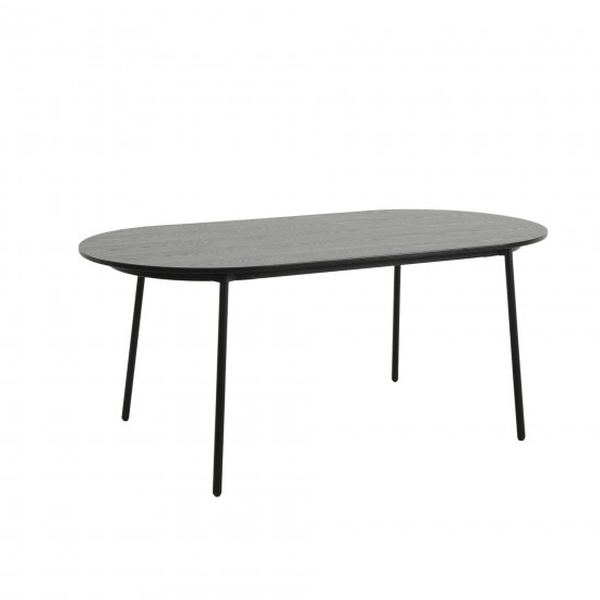 LeisureMod Tule Modern 71" Oval Dining Table with MDF Top , Black