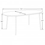 LeisureMod Tule Modern 71" Oval Dining Table with MDF Top, Natural Wood