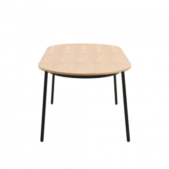 LeisureMod Tule Modern 71" Oval Dining Table with MDF Top, Natural Wood