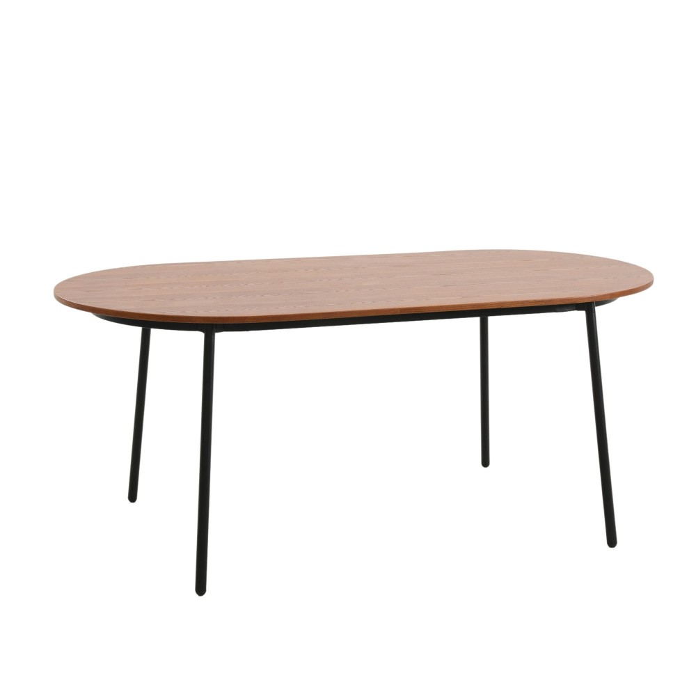 LeisureMod Tule Modern 71" Oval Dining Table with MDF Top, Walnut