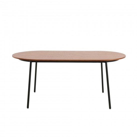 LeisureMod Tule Modern 71" Oval Dining Table with MDF Top, Walnut