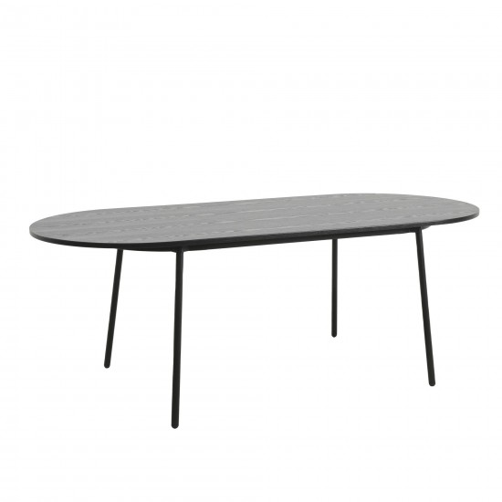 LeisureMod Tule Modern 83" Oval Dining Table with MDF Top, Black