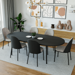 LeisureMod Tule Modern 83" Oval Dining Table with MDF Top, Black