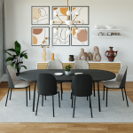 LeisureMod Tule Modern 83" Oval Dining Table with MDF Top, Black