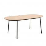 LeisureMod Tule Modern 83" Oval Dining Table with MDF Top, Natural Wood