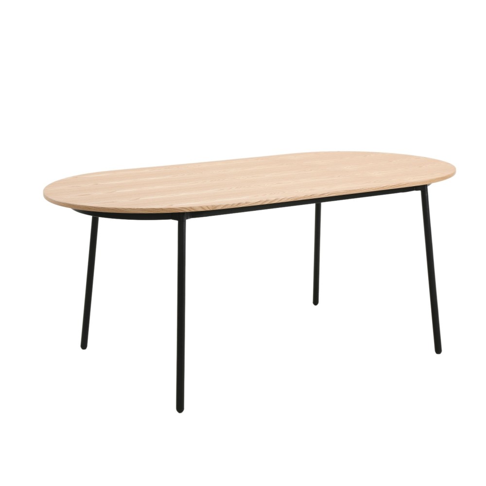 LeisureMod Tule Modern 83" Oval Dining Table with MDF Top, Natural Wood