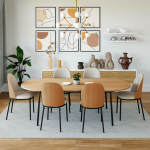 LeisureMod Tule Modern 83" Oval Dining Table with MDF Top, Natural Wood